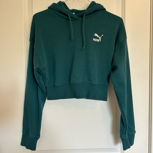 Puma Blue/green Cropped Long Sleeve Hoodie - Picture 7 of 10